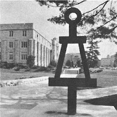 Engineering fraternity symbol outside Patton