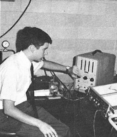 Student with test equipment