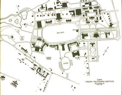 Map of Virginia Tech campus from 1954 catalog