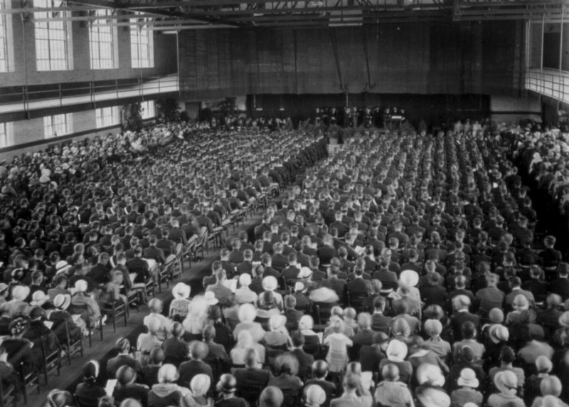 1933 Commencement in War Memorial Gymnasium