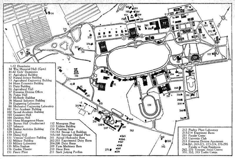 Map of Virginia Tech campus from 1946 catalog